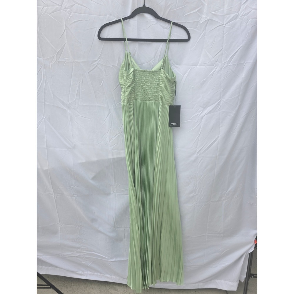 White House Black Market Sage Green Pleated Maxi Dress NWT Size 00 - Picture 3 of 9